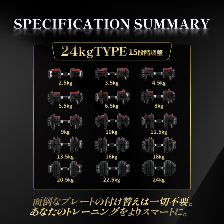 TOP FILM ダンベル 可変式 5kg 10kg 20kg 24kg 可変式ダンベル 24kg 筋