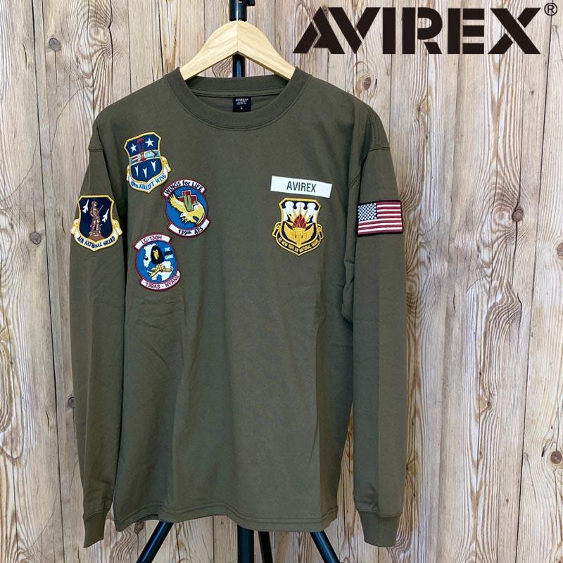 AVIREX アヴィレックス N.Y. A.N.G PATCH ロングTシャツ ロンT AVIREX アヴィレックス N.Y. A.N.G PATCH ロングTシャツ ロンT