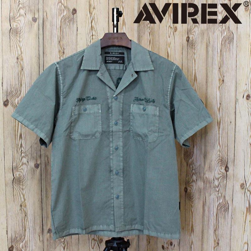 国内発送/本物保証/AVIREX フェイド 半袖ワークシャツ おしゃれ FADED WORK SHIRT 