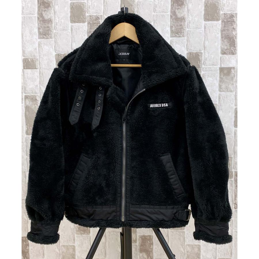 AVIREX LTD. ボア襟ジャケット M 黒 AVIREX アヴィレックス RETORO BOA B-3 ミリタリー ジャケット