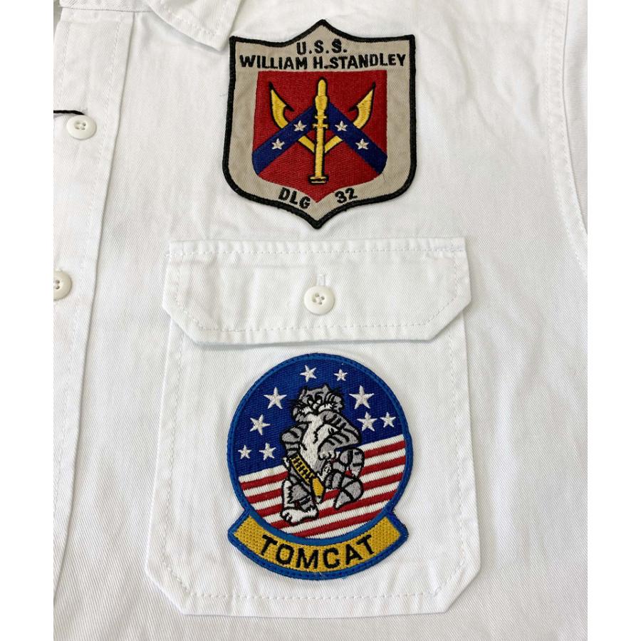 AVIREX　トップガン　ミリタリーシャツ　半袖　星条旗　刺繍　ワッペン　М AVIREX アヴィレックス TOPGUN SHORT SLEEVE SHIRT 半袖シャツ