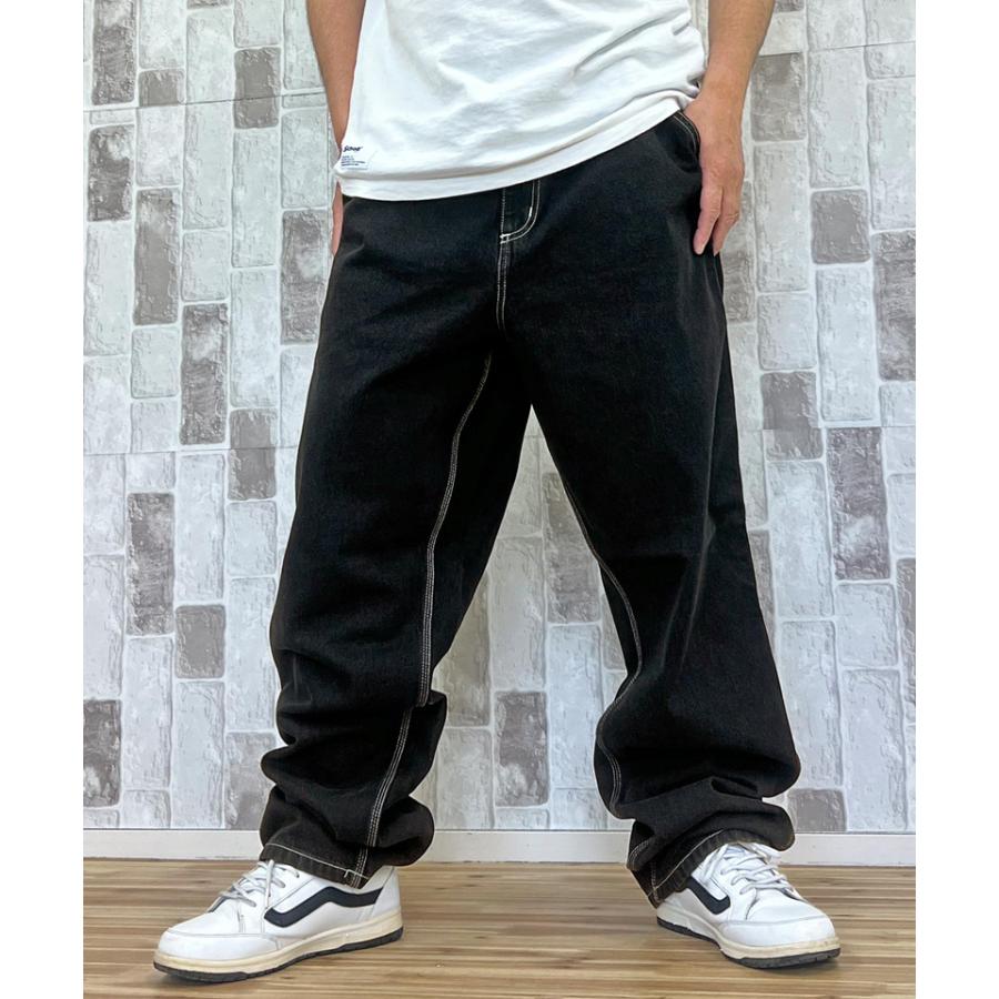 Carhartt ブラック　デニム　パンツ　ホワイト　ステッチ Carhartt（カーハート） WIP リラックスストレート ストーンウォッシュ