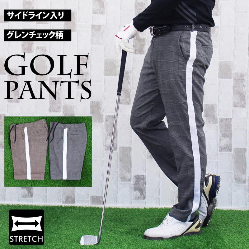 ゴルフパンツ ゴルフウェア メンズ グレンチェック柄 スラックス ゴルフパンツ ゴルフウェア メンズ グレンチェック柄 スラックス