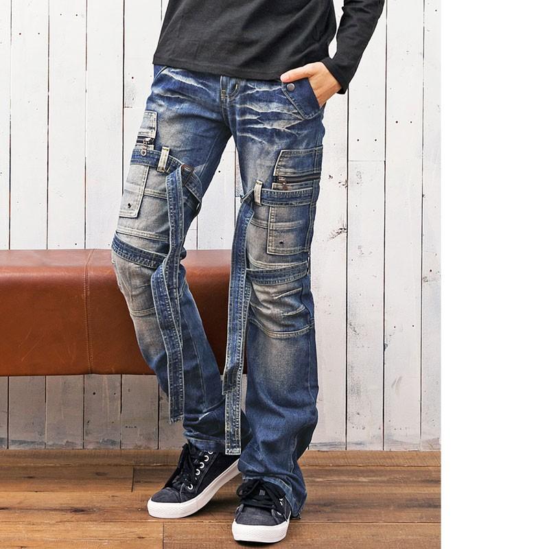 デニム ジーンズ メンズ ブーツカット デニムパンツ ユーズド加工 