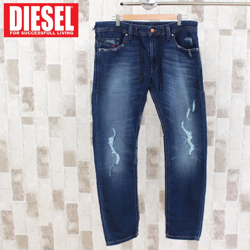 DIESEL ディーゼル デニム メンズ JOGG JEANS ストレッチ テーパード ダメージ ウォッシュ ジョグデニム ジーンズ スウェットデニム THOMMER-CB-NE-069BD｜topism