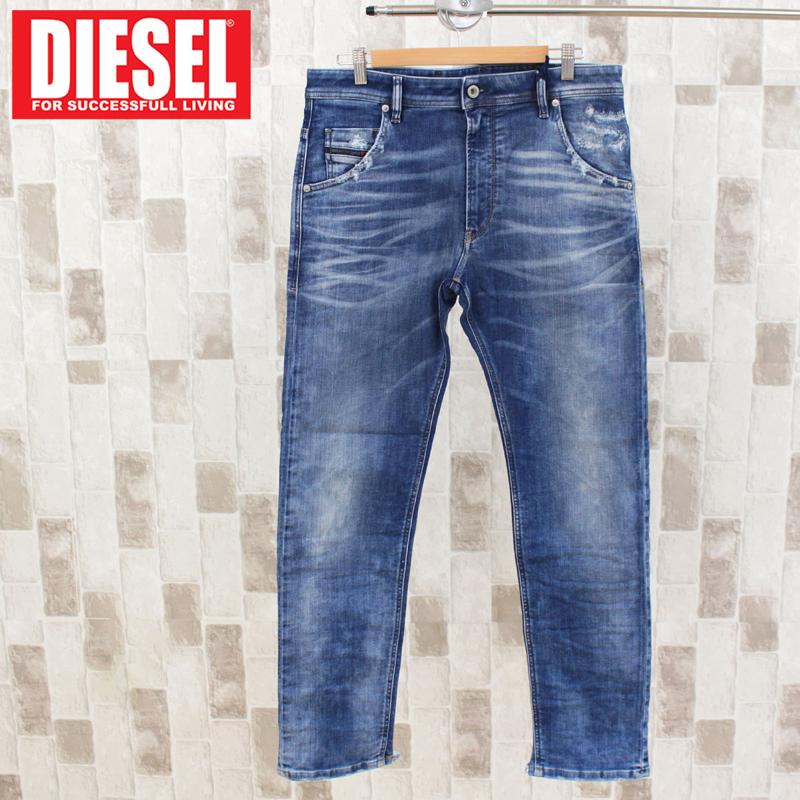 DIESEL ディーゼル デニム メンズ JOGG JEANS ジョグデニム スウェットデニム ストレッチ ダメージ テーパード USED加工 ジーンズ KROOLEY-T 087AC｜topism