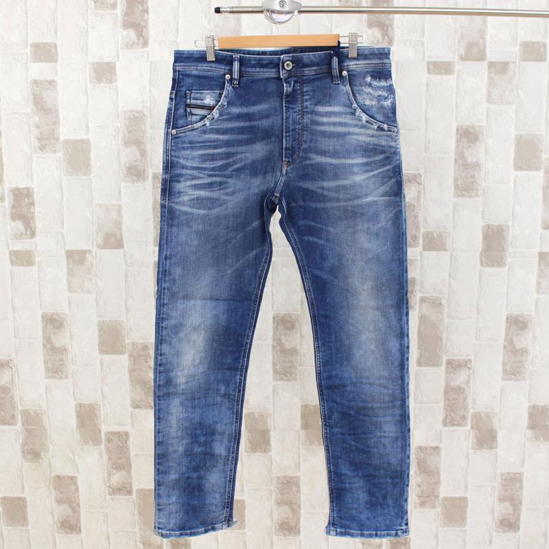 DIESEL ディーゼル デニム メンズ JOGG JEANS ジョグデニム スウェットデニム ストレッチ ダメージ テーパード USED加工 ジーンズ KROOLEY-T 087AC｜topism｜02