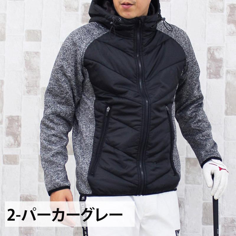ゴルフウェア メンズ ゴルフジャケット 異素材切替 ナイロン ジャージ
