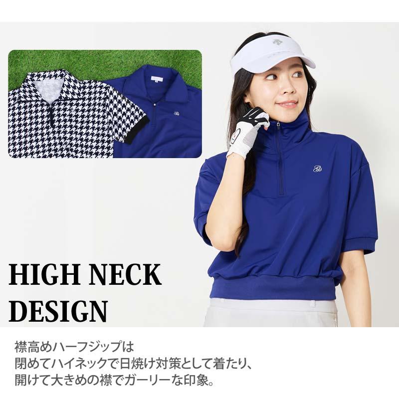 ゴルフウェア レディース gs GOLF ハーフジップ リブトップス ゴルフウェア レディース gs GOLF ハーフジップ リブトップス