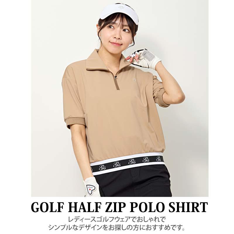 ゴルフウェア レディース gs GOLF ハーフジップ リブロゴトップス