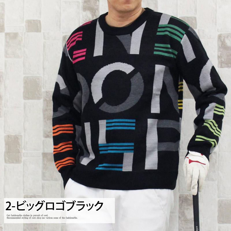 ゴルフウェア メンズ ゴルフニット セーター トップス 総柄 ゴルフウェア メンズ ゴルフニット セーター トップス 総柄