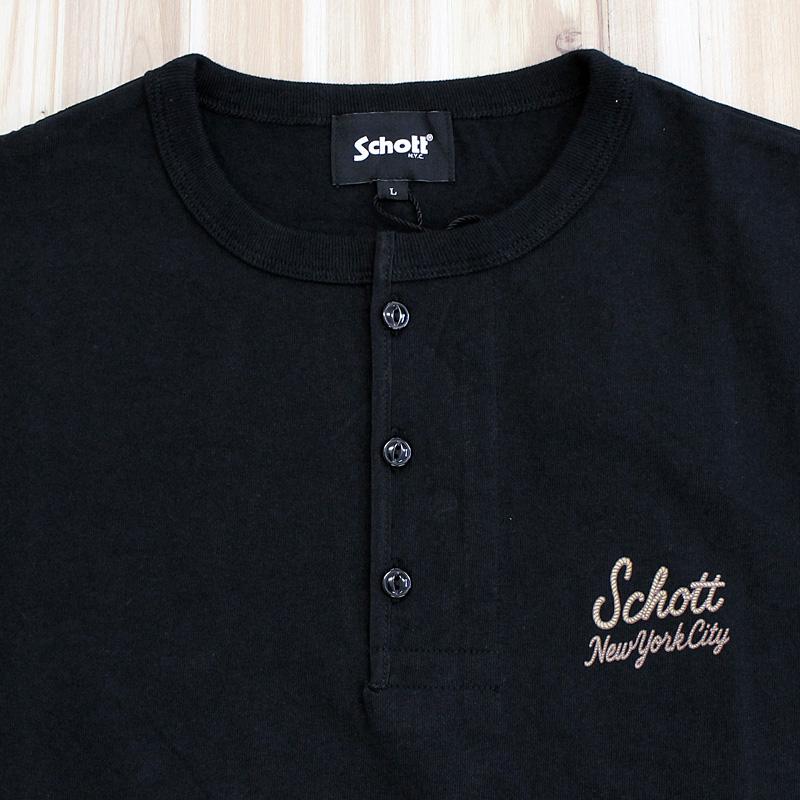 Schott ショット ROPE HENLEY T-SHIRT 782-6134010 ロープヘンリー 半袖Tシャツ 綿100％ コットン トップス メンズ 人気 ブランド 春 夏の画像