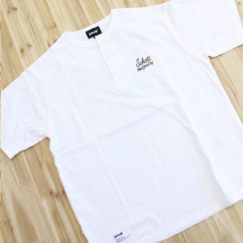 Schott ショット ROPE HENLEY T-SHIRT 782-6134010 ロープヘンリー 半袖Tシャツ 綿100％ コットン トップス メンズ 人気 ブランド 春 夏の画像
