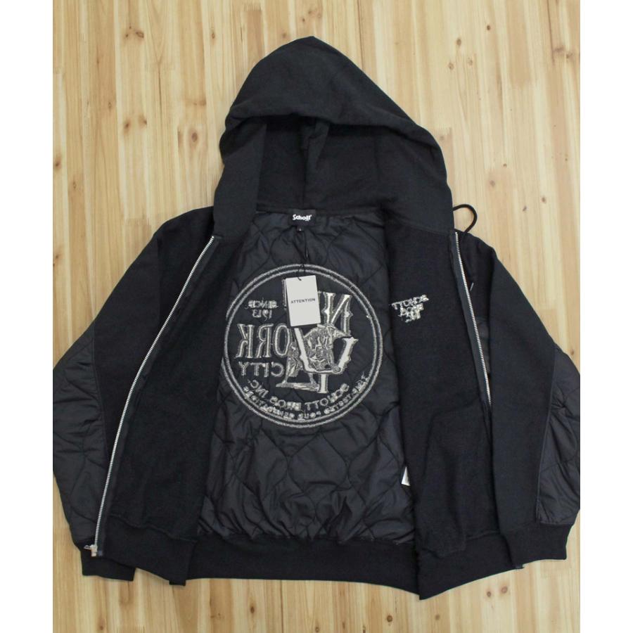 Schott N.Y.C（ショット） Schott キルティング コンビ ジップパーカー