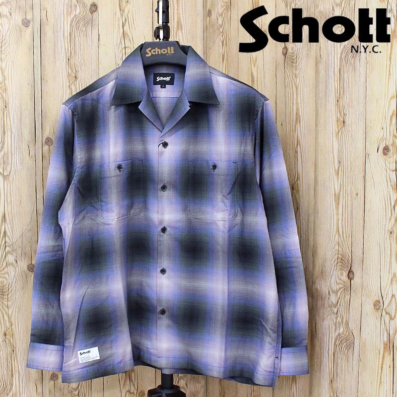【値下げ交渉可能】SCHOTT チェックシャツ長袖　XL Schott N.Y.C（ショット） Schott OMBRE CHECK SHIRT 782-6120001
