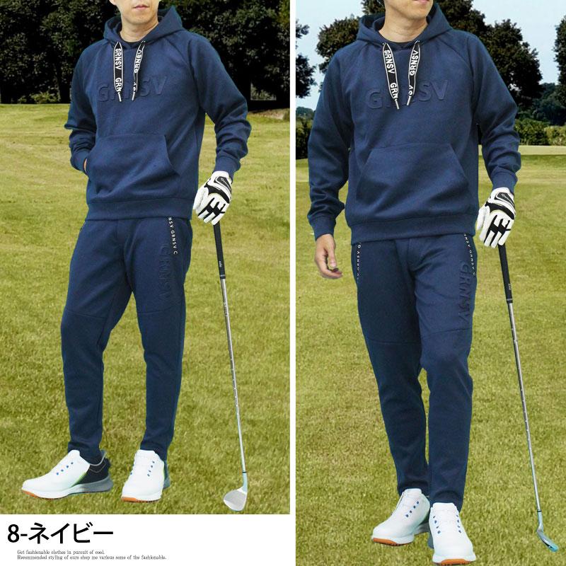ゴルフウェア メンズ 上下セットアップ プルパーカー トレーナー