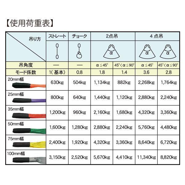 FREAK FREAK CEベルトスリングE型 使用荷重1200kg 幅35mm 長さ5m