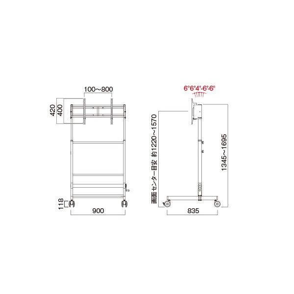 ハヤミ工産 PL-5337B ディスプレイスタンド大型用ハンドル昇降タイプ