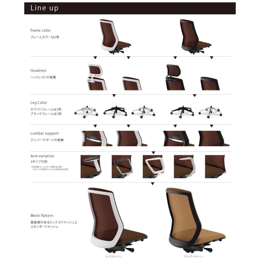 内田洋行/UCHIDA 【品質保証】 オフィスチェア Sellezza/セレッツァ　SA-300ML-WS　肘なし　ランバー付　ミックスドメッシュ4色