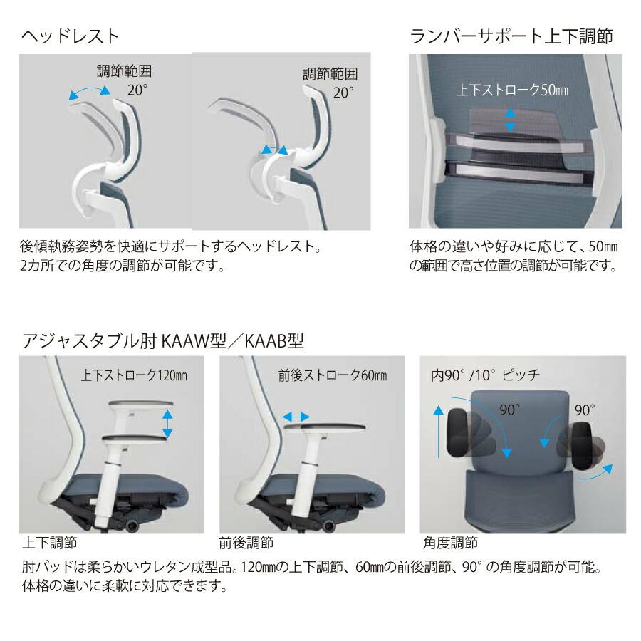 内田洋行/UCHIDA オフィスチェア Sellezza(セレッツァ) ハイバック メッシュバック ブラックフレームxポリッシュ脚・L型肘・ナイロンC SA-311BPLA-PAL_6