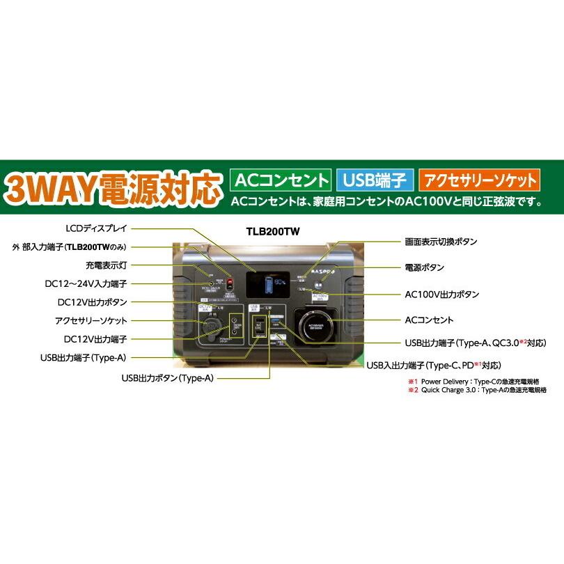 マスプロ マスプロ電工 ポータブルバッテリーTLB200TW 大容量 マスプロ マスプロ電工 ポータブルバッテリーTLB200TW 大容量
