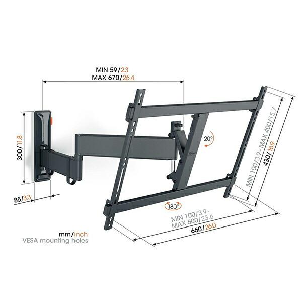 予約受付(納期未定)【軒先渡し】Vogel's ボーゲルズ ディスプレイ壁付ハンガー 首振りタイプ TVM3645の画像