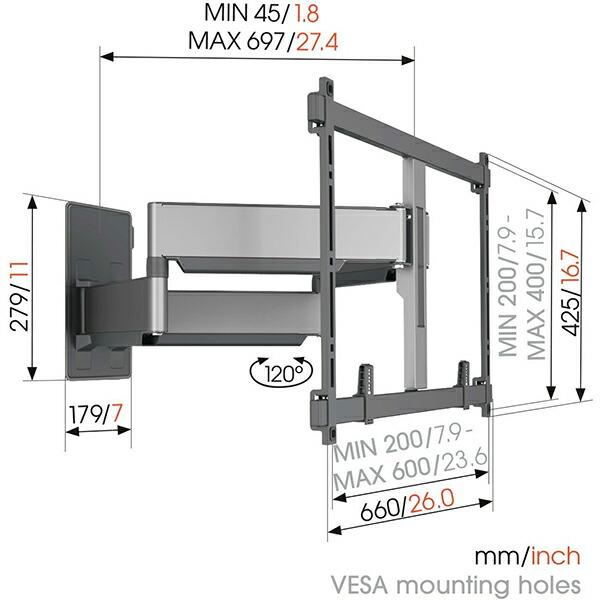 【軒先渡し】Vogel's ボーゲルズ ディスプレイ壁付ハンガー 首振りタイプ TVM5855の画像
