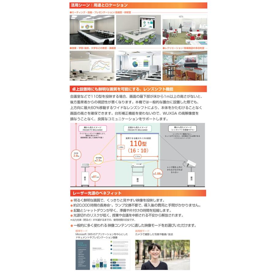 リコー（RICOH） RICOH PJ プロジェクター WUL5A50 (896409) : トップ