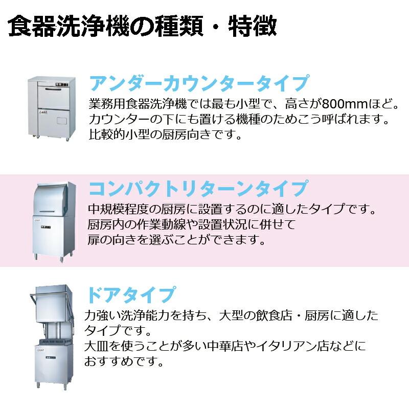 業務用食器洗浄機 シェルパ DJWE-450F (100V) 本体重量:100kg コンパクトリターンタイプ 1年保証付 - 3