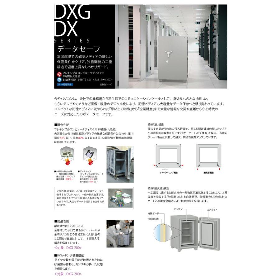 【搬入設置料金込み】(納期確認商品)シリンダー式 データセーフ 耐火金庫 エーコー DX-101 86kg 耐火時間1時間 /鍵(シリンダーキー)タイプの画像