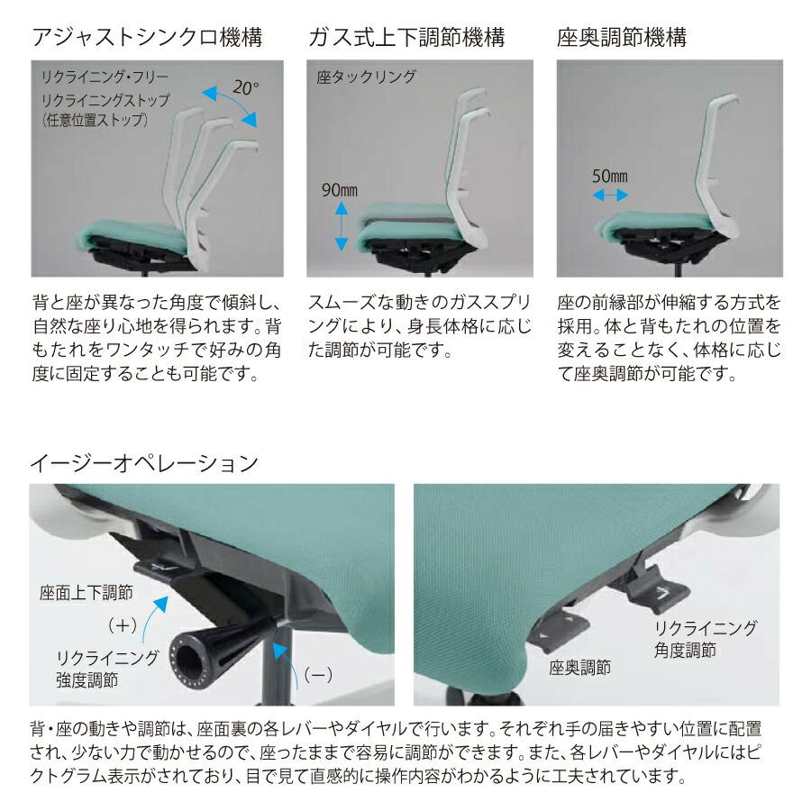 内田洋行/UCHIDA オフィスチェア Elfie(エルフィ) ミドルバック 樹脂カバーバック ブラックフレームxポリッシュ脚・肘無し・ウレタンC EA-301P-BPAL-PU_4