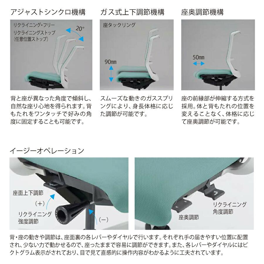 内田洋行/UCHIDA オフィスチェア Elfie(エルフィ) ハイバック メッシュバック ホワイトフレームxポリッシュ脚・アルミリング肘・ウレタンC EA-561M-WPRP-PUの画像