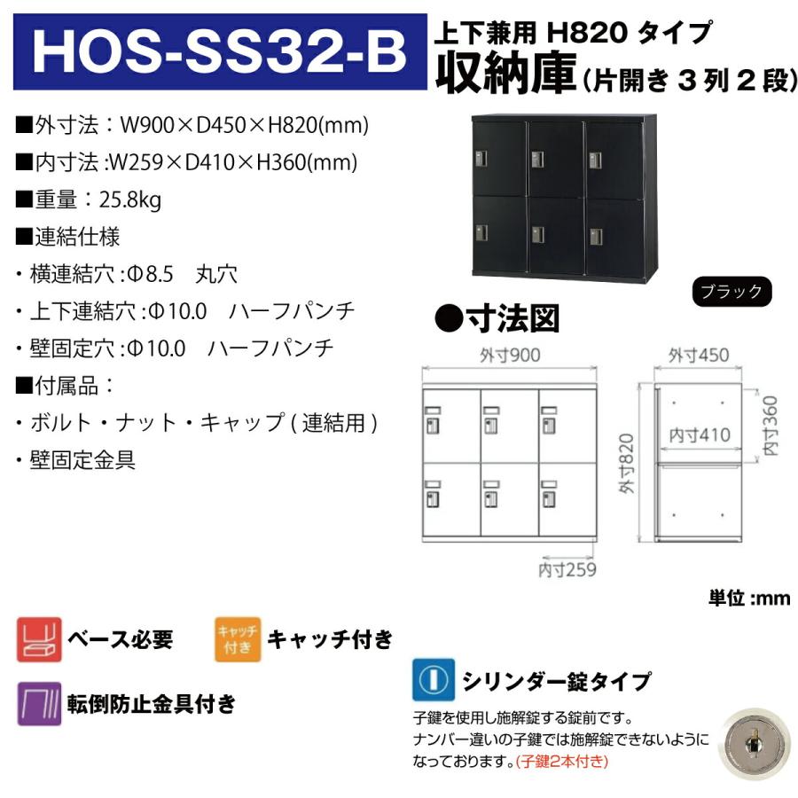 豊國工業 収納庫 片開き3列2段 ブラック HOS-SS32-B 重量25.8kg_1