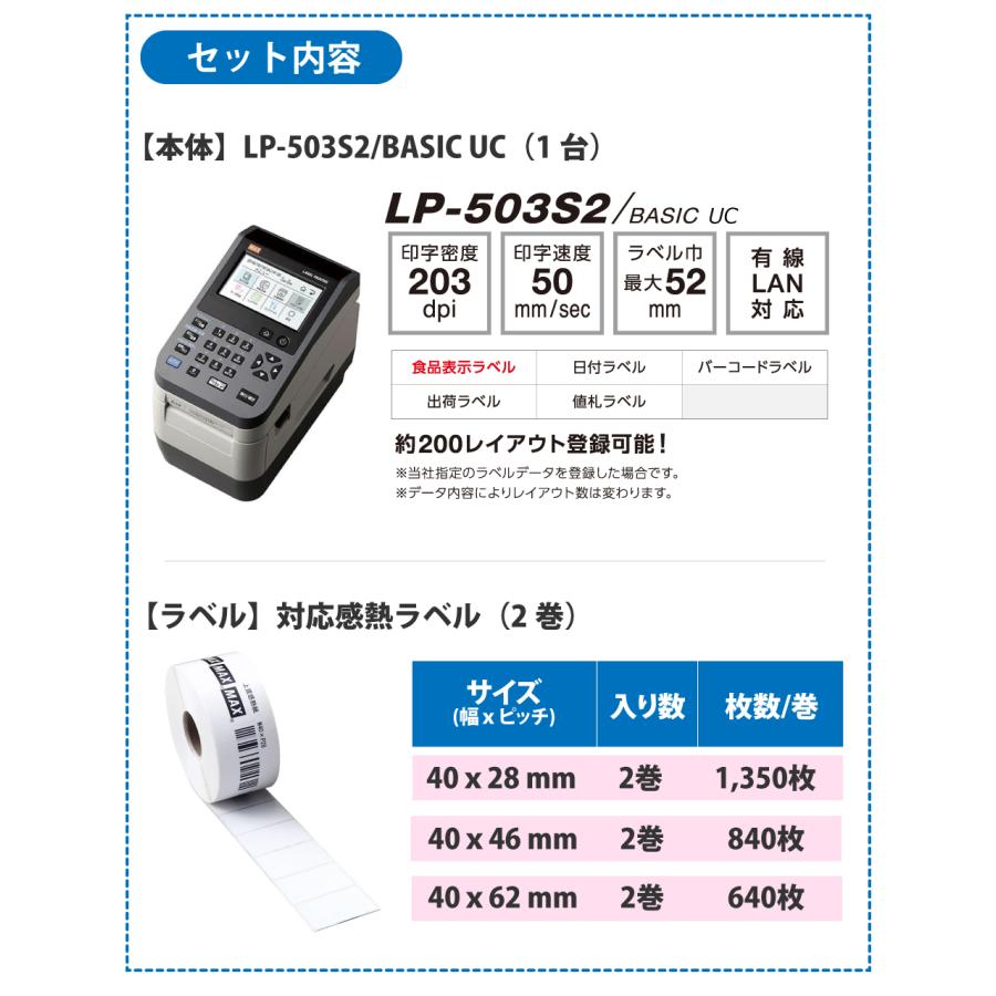 セット商品】MAXマックス ラベルプリンタ LP-503S2/BASIC UC (楽ラベ