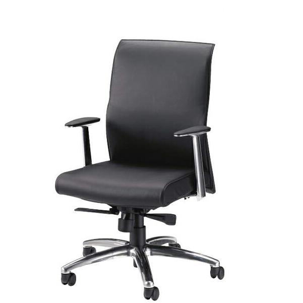 ライオン事務器 プレジデント用・会議用チェア NO.520シリーズ No.526L(68164) 【ミドルバック】【革張り】【ブラック】