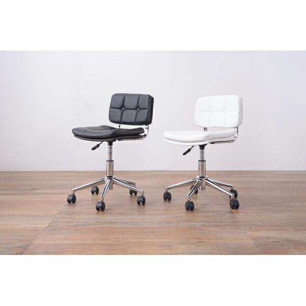 デスクチェア　RKC-301WH 高さ調節可能 東谷 デスクチェア おしゃれ 白 黒 レザー キャスター コンパクト 回転
