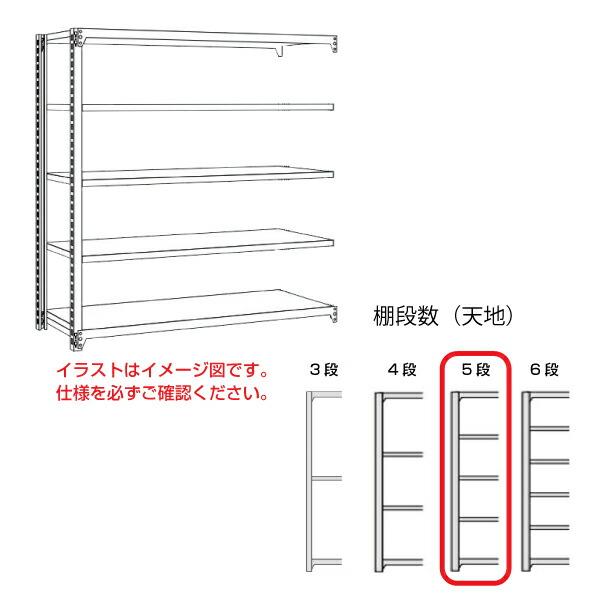 【車上渡し】明興関包スチール 軽中量ボルトレスラック (連結タイプ) (耐荷重200kg・アイボリー・5段）SR20-6530-5R_1