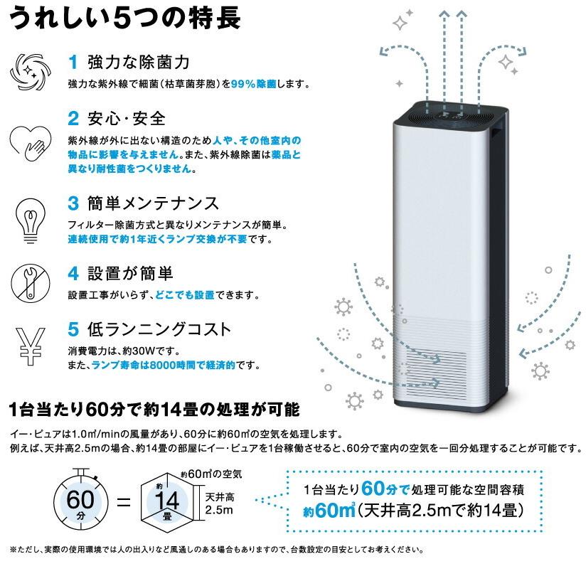 空気循環式紫外線清浄機 e-pure 　イーピュアU015A1｜topjapan｜04