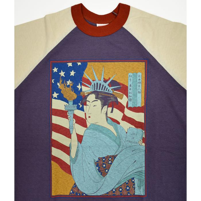 フリーホイーラーズ FREEWHEELERS  8分袖tシャツ Japanese Oriental Art Style -自由婦女人相- プリントT ロンT ラグランスリーブ 八分袖 2125022｜topjimmy｜07