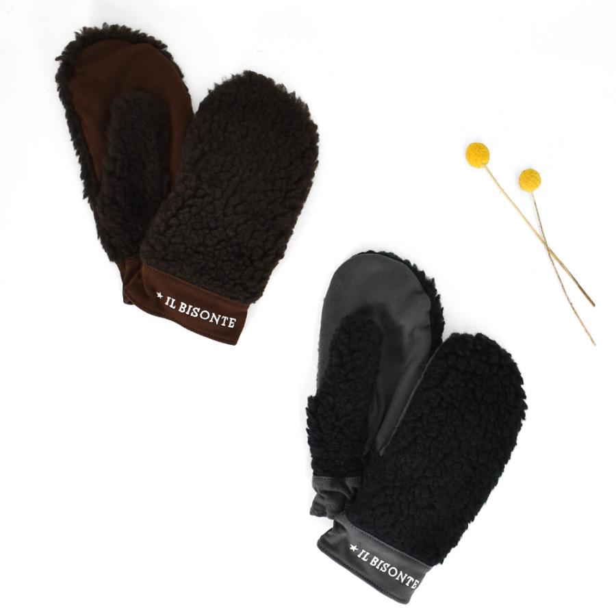 IL BISONTE（イルビゾンテ） 手袋 ミトンボアグローブ 内側フリース