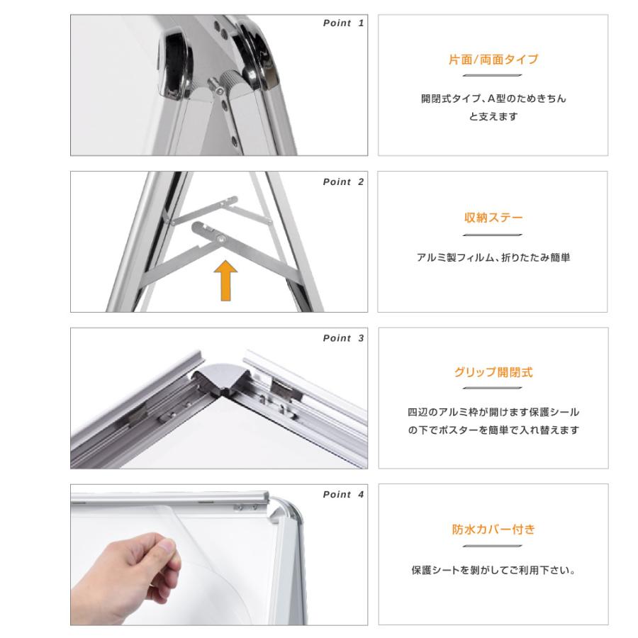 A型スタンド看板3点セット（A2サイズスタンド看板） グリップ式 A型