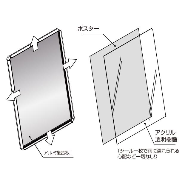 【送料無料】グリップ式LEDスタンド看板（W640*H1225）　A1サイズ　片面　ブラック　屋外用（ALP-A1S-BK)【法人名義：代引可】｜topkanban｜04