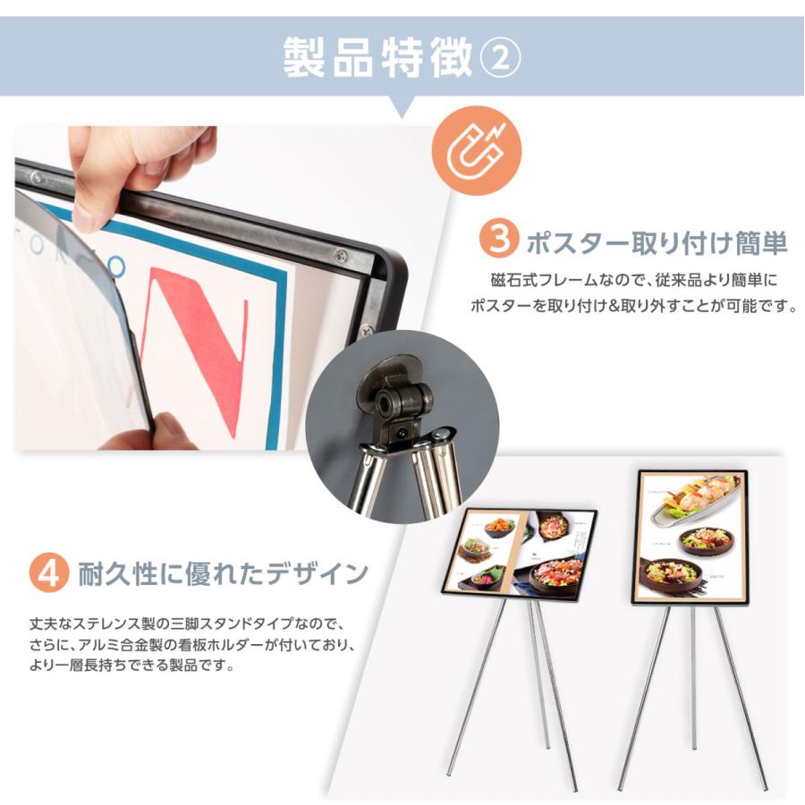 頂点デザイン 看板 店舗用 メニュースタンド H120cm 三脚スタンド付き