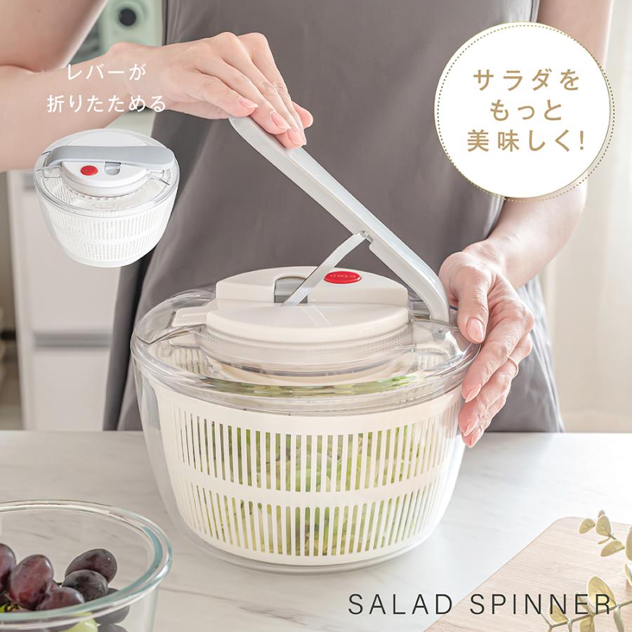 サラダスピナー 水切りボウル 3L 大容量 回転式 水切り 野菜水切り器