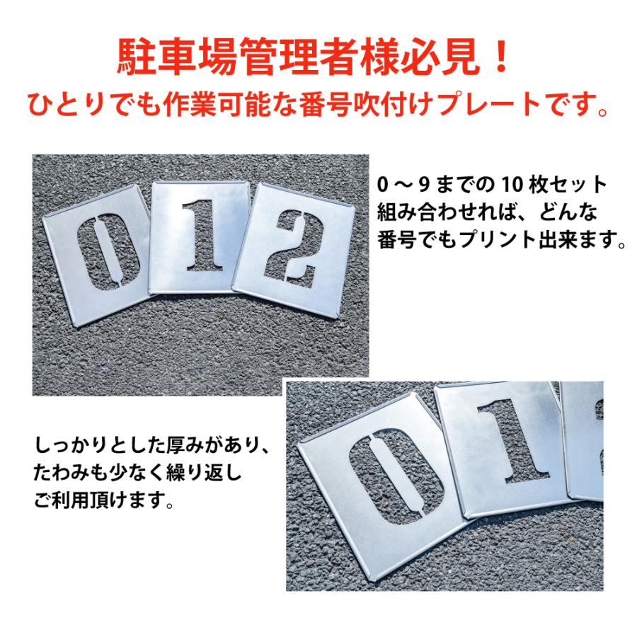 Topkanban　日本製　駐車場　番号　数字　印刷板　ステンシル　塗装　プレート　駐車場ステンシル　看板　駐車区画番号　gs-pl-Spray01set