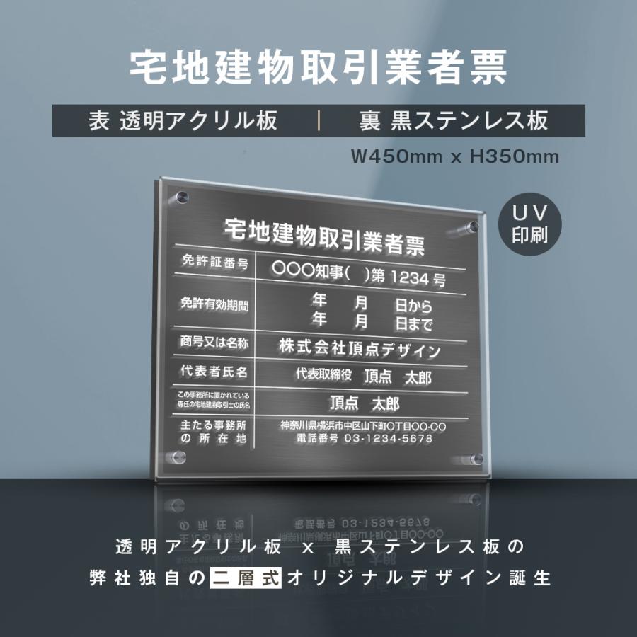 ☆新商品☆宅地建物取引業者票横450mm×縦350mm お洒落な二層式許可票