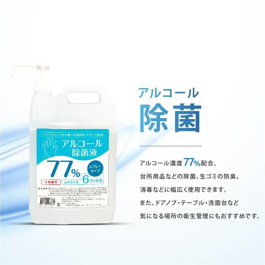 アルコール消毒液 アルコール77% 詰替え用 大容量 6000ml 消毒用 業務 