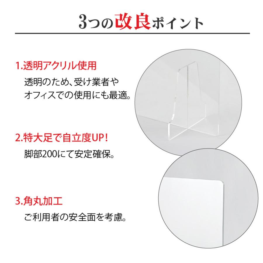 日本製 20枚セット 高透明度アクリル板採用 衝突防止 W600*H600mm 飛沫防止 透明 アクリルパーテーション 仕切り板 間仕切り 組立式 衝立 受付 kap-r6060-20set｜topkanban｜04