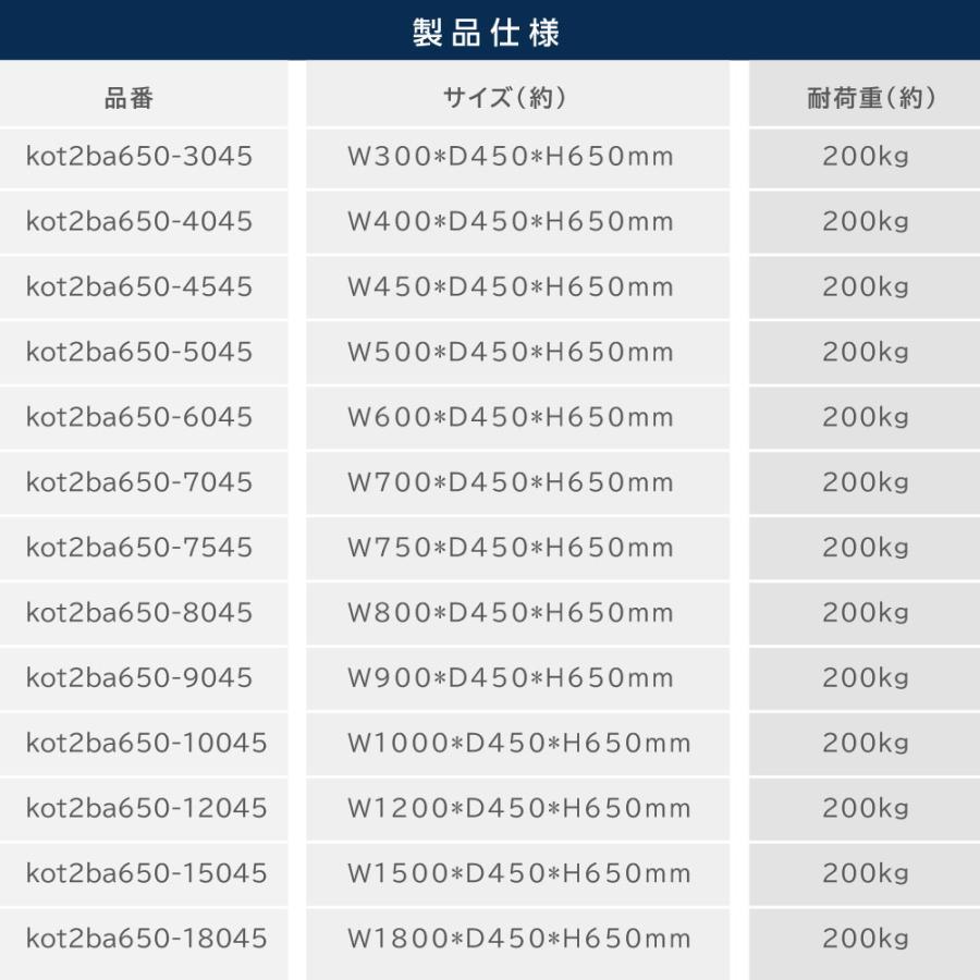 日本製造 ステンレス製 業務用 コンロ台 奥450×高さ650mm 置棚 作業台棚 ステンレス棚 カウンターラック キッチンラック 二段棚 kot2ba650の画像
