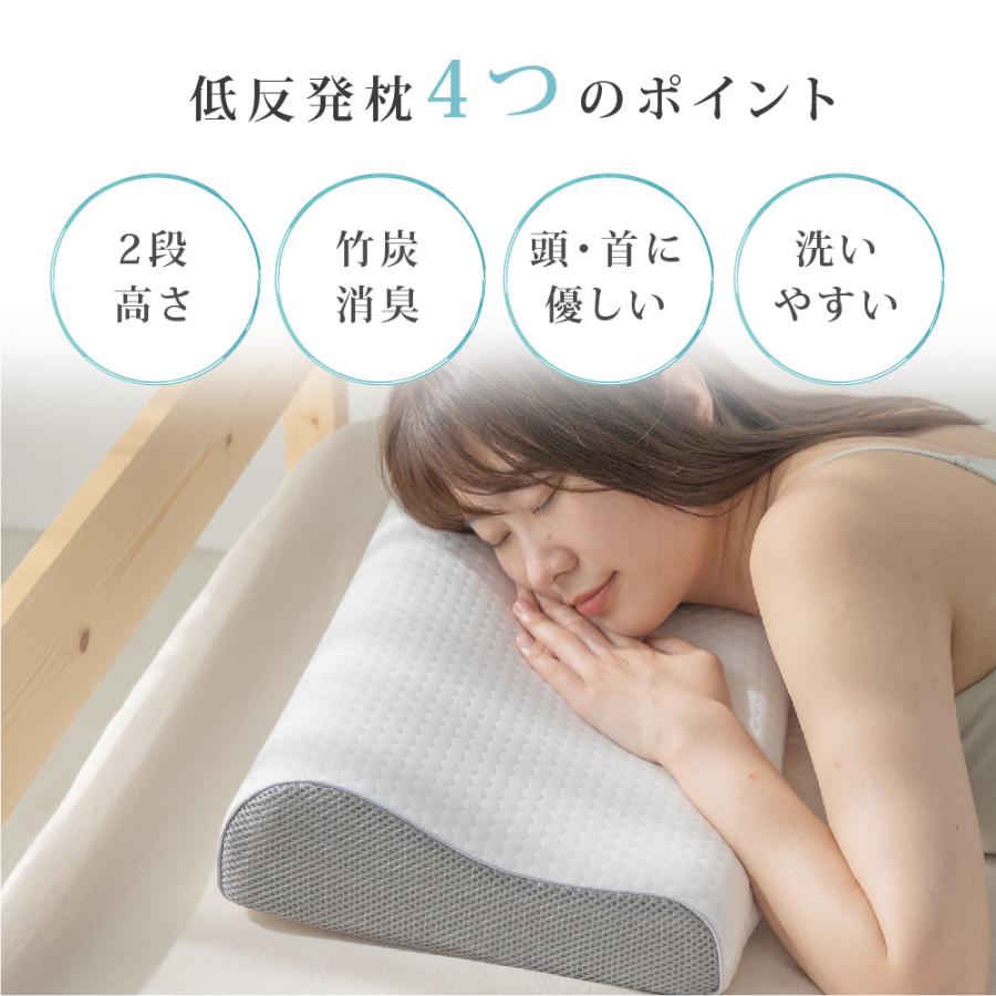 低反発枕 枕 プレミアム 2段階高さ調整 ウレタン 肩こり 首こり もっ